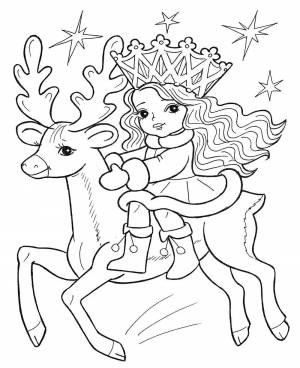 Раскраска олененок новогодний