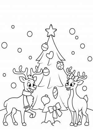Рисунок детский новогодний олень