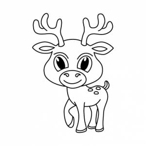 Милый олень мультфильм раскраски страницы вектор иллюстрации для детей книжка-раскраска