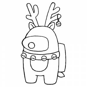 Раскраска Амонг Ас олень Рудольф на Новый год