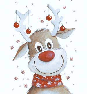 Рисунок детский новогодний олень