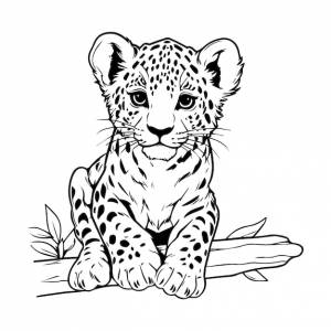 Детский гепард изолированная страница раскраски для детей