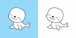 Милый морской котик клипарт для раскраски страницы и иллюстрации