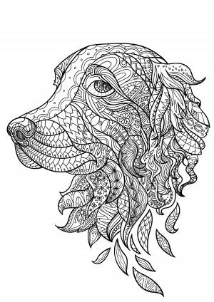 Иллюстрация Собака раскраска-антистресс в стиле животные