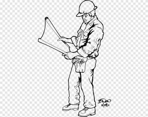 Книжка-раскраска Строитель Раскраски Laborer, construção, угол, белый png