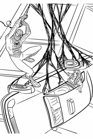 Раскраска Машина в паутине Человека-паука