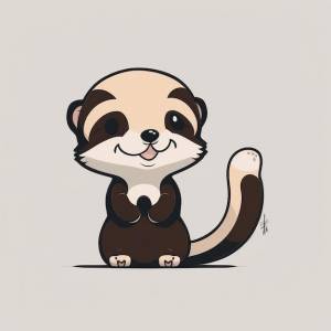 Мультяшный рисунок животного с надписью «я хорек»