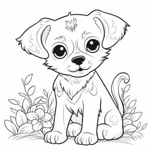 Чистая и простая страница раскраски собак, схематический рисунок