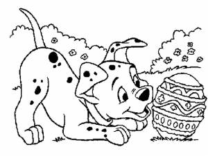 Раскраски Раскраска Далматинец с пасхальным яичком 101 далматинец