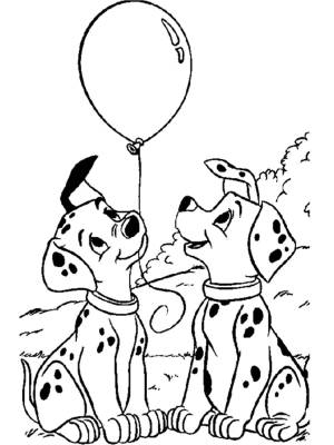 Раскраски Раскраска Далматинцы играют 101 далматинец 101 далматинец