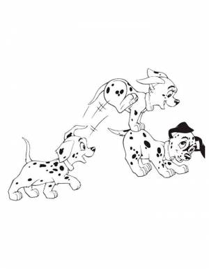 Раскраски Раскраска Далматинцы играют 101 далматинец