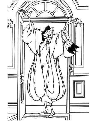 Раскраски Раскраска Круэлла ищет собак 101 далматинец 101 далматинец