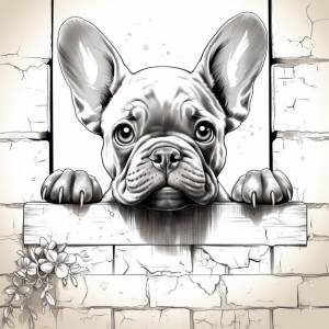 Раскраска любопытный французский бульдог