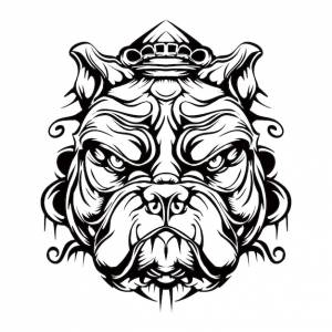 Злой бульдог силуэт наброски рисунок