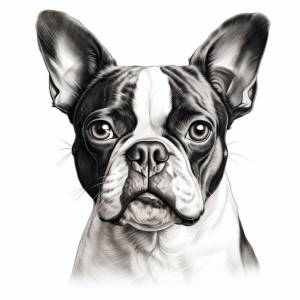 Рисунок лица французского бульдога