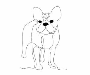 Бульдог-собака, нарисованная вручную непрерывной монолинии, рисунок контура одной линии