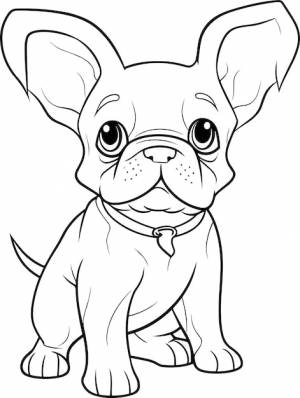 Французский бульдог сидит на белом фоне