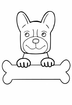 Раскраска Французский Бульдог Кость