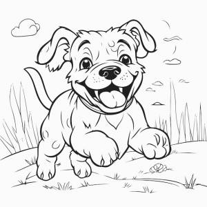 Черно-белая векторная страница раскраски щенка бульдога