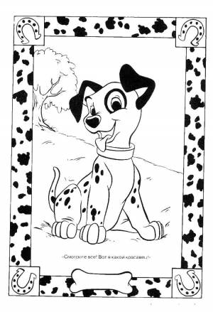 Раскраски Раскраска Далматинец с черным глазиком 101 далматинец 101 далматинец