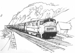 Рисунок поезда карандашом