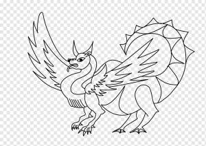 Книжка-раскраска Рисунок Дракон Черный и белый, Дракон, белый, дракон, galliformes png