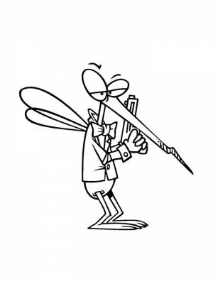 Картинка Комар раскраска на листе  для детей