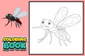 Книжка-раскраска для детей комаров вектор