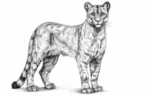 Милый пума рисует на белом фоне генеративный ai