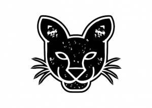 Черная пума голова значок логотипа плоский дизайн вектор