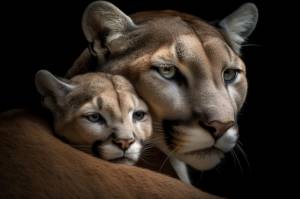 Пума и пума обнимаются