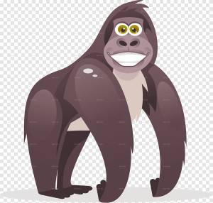 Горилла Обезьяна мультфильм, горилла, млекопитающее, животные png