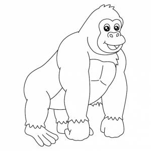 Una pagina da colorare carina e divertente di un gorilla