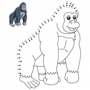 Pagina da colorare di gorilla punto per punto per bambini