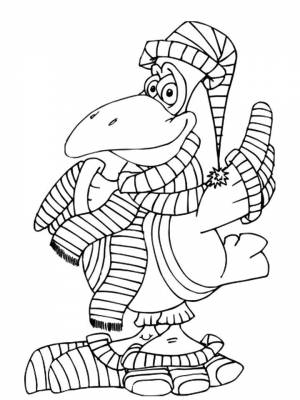 Раскраска Ворона картинка на листе