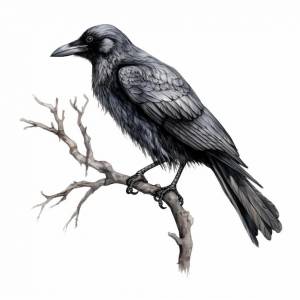 Рисунок ворона со словом ворон на нем