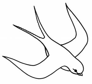 Раскраска Ласточка в полете