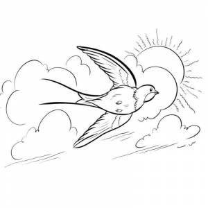 Раскраска ласточка и солнце