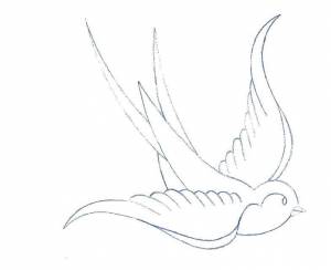 Раскраски Раскраска Ласточка в полете Контуры для вырезания птиц Контуры для вырезания птиц