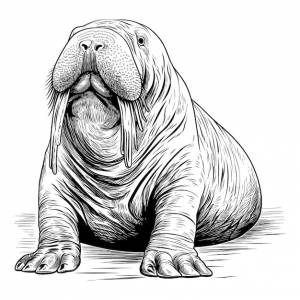 Рисованной эскиз иллюстрации моржа