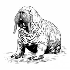 Рисованной эскиз иллюстрации моржа