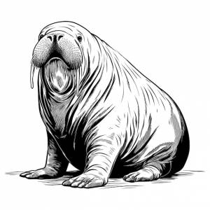 Рисованной эскиз иллюстрации моржа