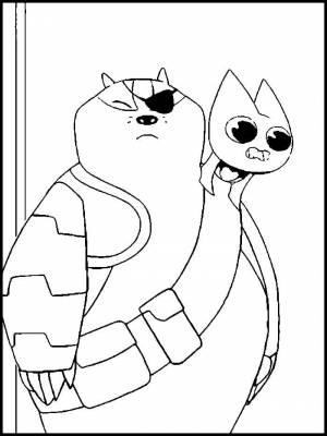 Раскраска Мао Мао и Барсук-киборг