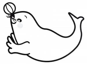 Раскраска Морской котик играет с мячом