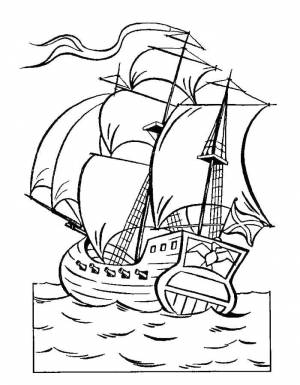Раскраски царе, Раскраска Корабль в море сказка о царе салтане