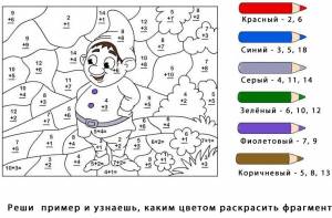 Математические раскраски с примерами для детей