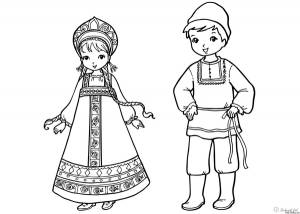 раскраски для детей национальные костюмы народов россии