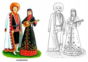 Русский национальный костюм раскраска
