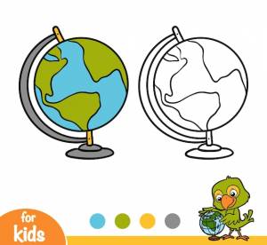 Книжка-раскраска для детей, глобус