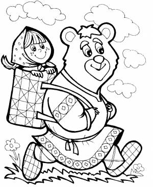 Раскраска герои сказки Маша и медведь